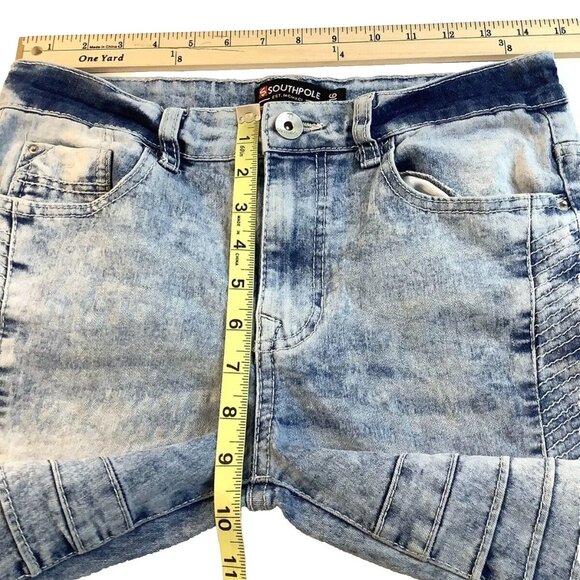 Southpole Moto Jeans Slim Straigth Leg Mid-Rise Blue Denim Womens Size 16 - Picture 7 of 14
